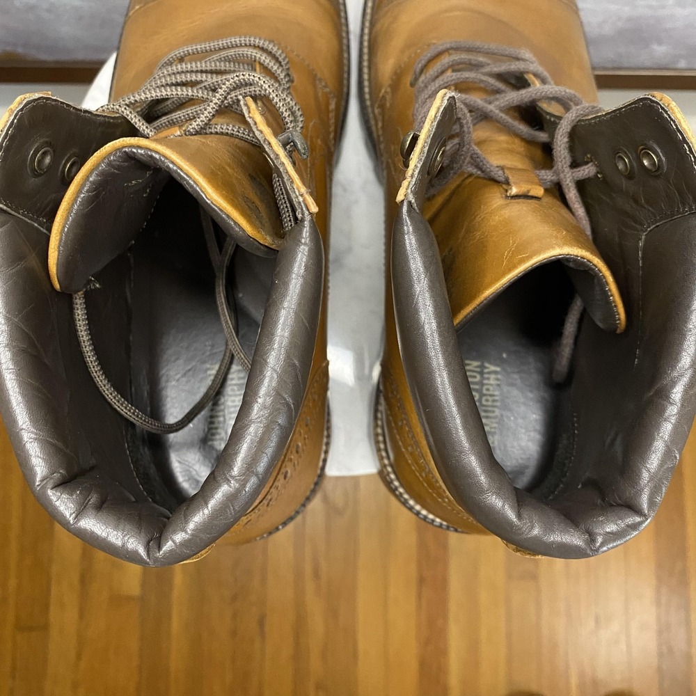 Johnston & Murphy Boots Mens Size 9 Brown Leather Cap Toe Combat Ankle Casual - Picture 8 of 12